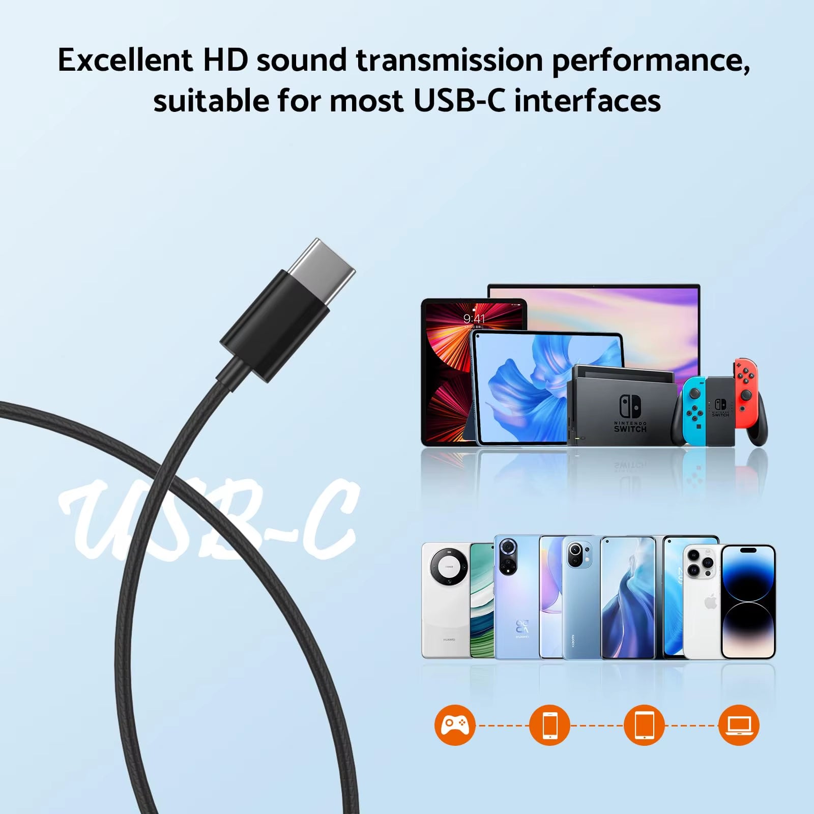 For Samsung Headphones Hifi Surround Sound In-Ear USB Type C 3.5Mm with Wire Control Wired Earplugs for Galaxy S24 S23 S22 Ultra