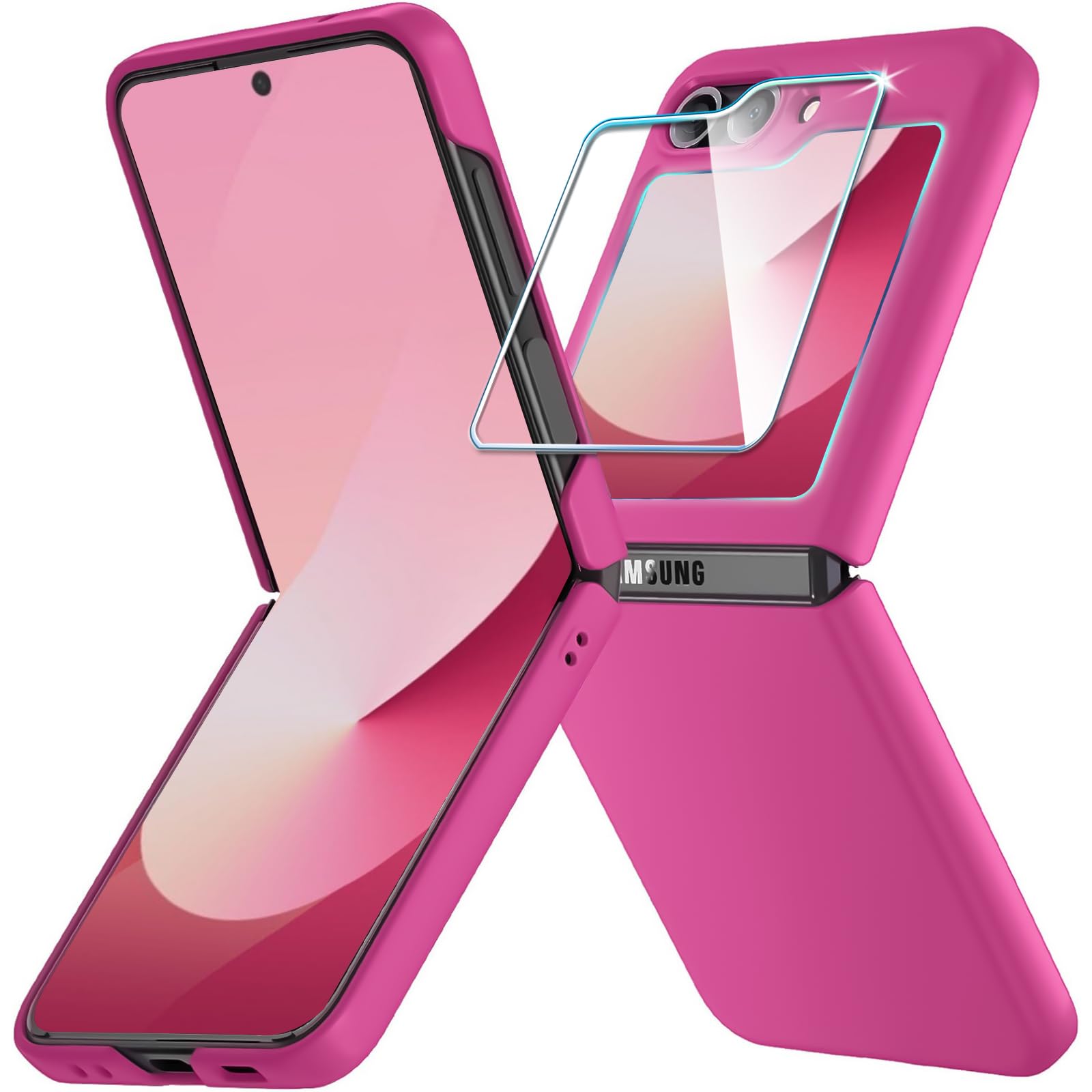 Case for Samsung Galaxy Z Flip 6,Thin Slim Hard PC Galaxy Flip z6 Phone Cover with External Screen Protector, Non-Slip Shockproof Protective Cases for Samsung Z Flip 6 5G,Purple