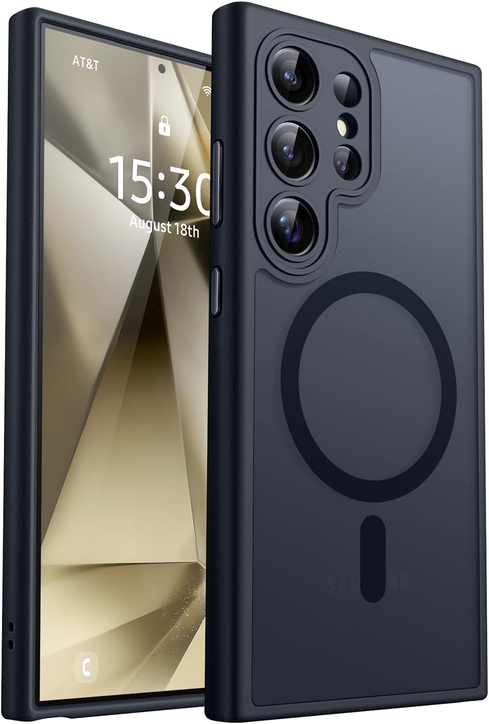 CANSHN Funda diseñada para Samsung Galaxy S24 Ultra (2024), protección completa de la cámara, compatible con MagSafe, funda protectora trasera translúcida mate, color negro