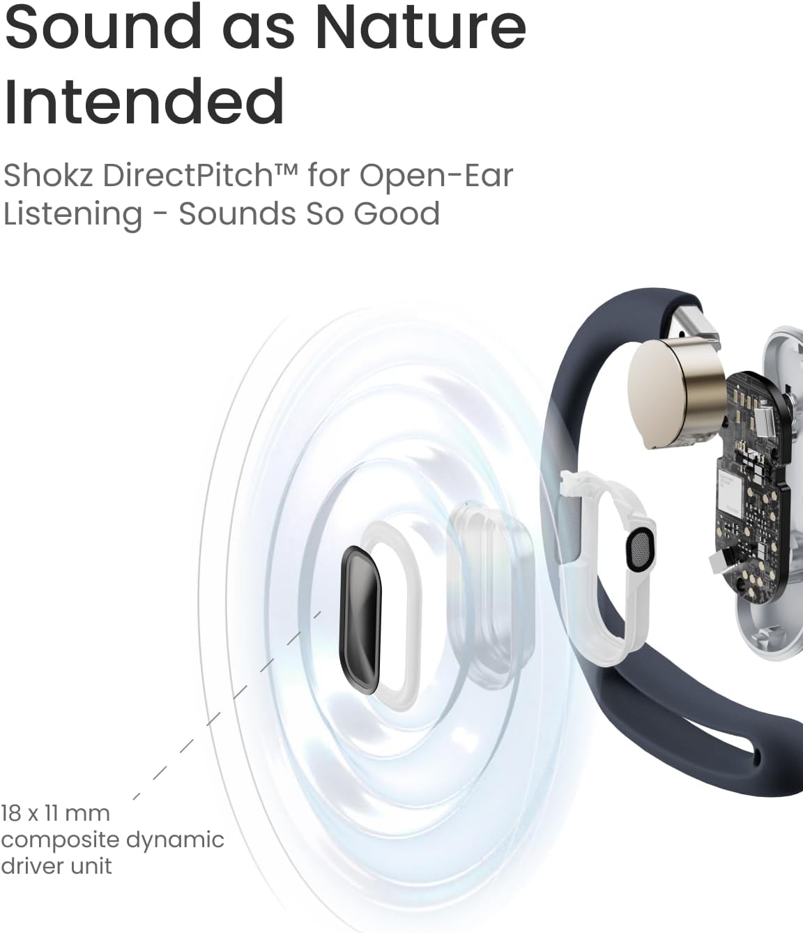 SHOKZ OpenFit Air - Open-Ear Headphones, True Wireless Earbuds, Water Resistant, Secure Earhooks for Daily Use, Black