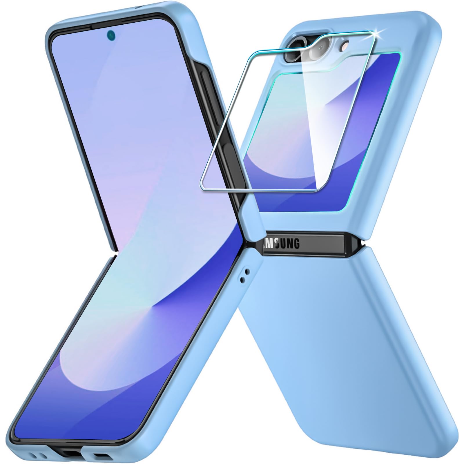 Case for Samsung Galaxy Z Flip 6,Thin Slim Hard PC Galaxy Flip z6 Phone Cover with External Screen Protector, Non-Slip Shockproof Protective Cases for Samsung Z Flip 6 5G,Purple