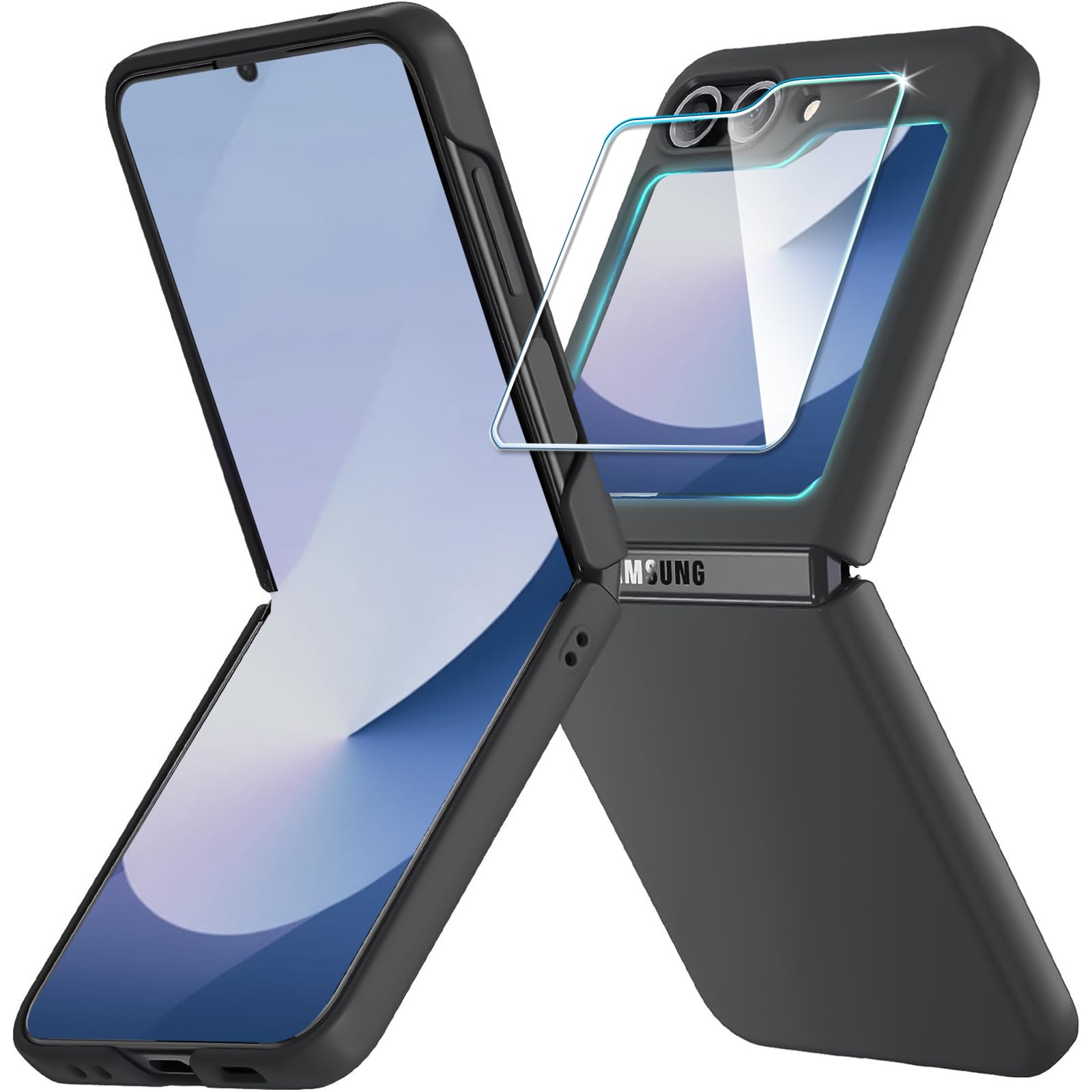 Case for Samsung Galaxy Z Flip 6,Thin Slim Hard PC Galaxy Flip z6 Phone Cover with External Screen Protector, Non-Slip Shockproof Protective Cases for Samsung Z Flip 6 5G,Purple