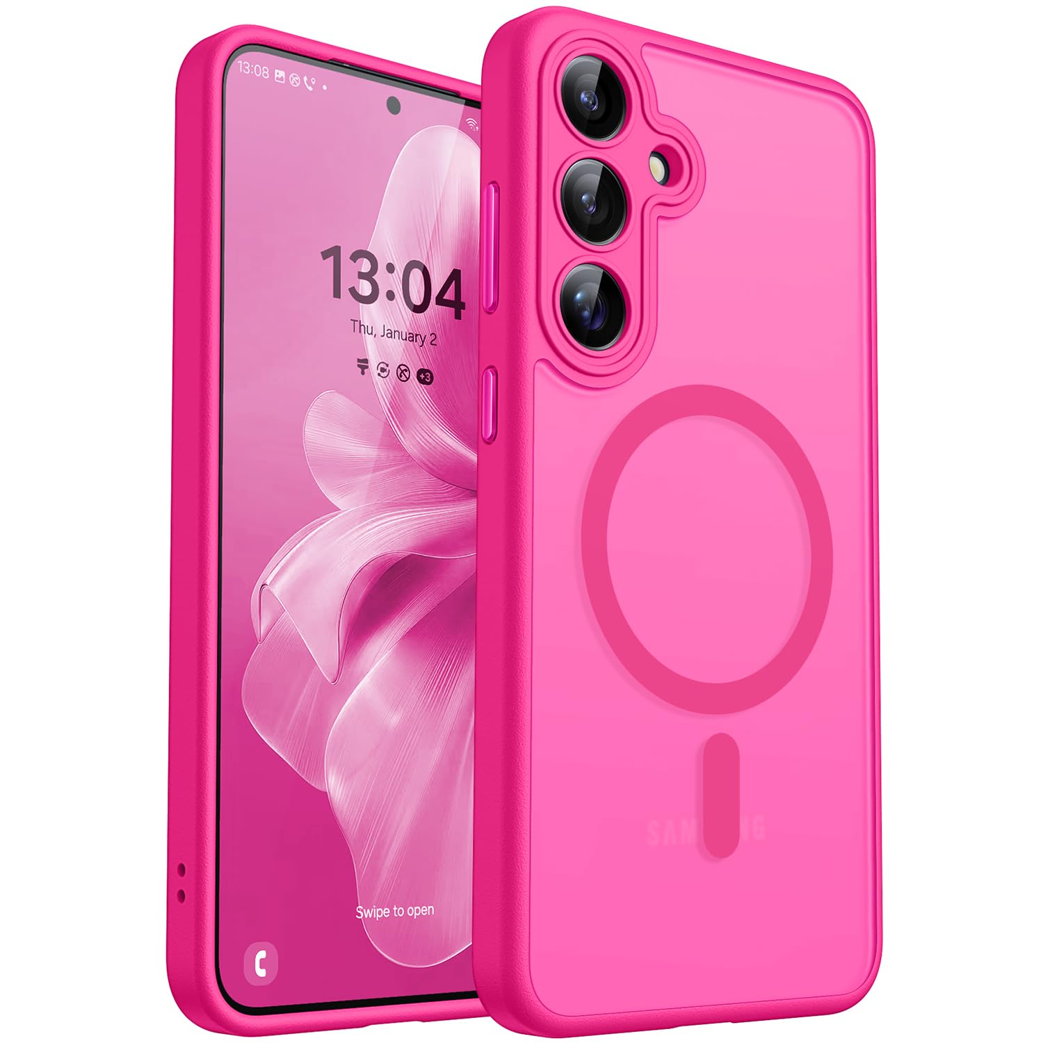 CANSHN Funda diseñada para Samsung Galaxy S24 Ultra (2024), protección completa de la cámara, compatible con MagSafe, funda protectora trasera translúcida mate, color negro