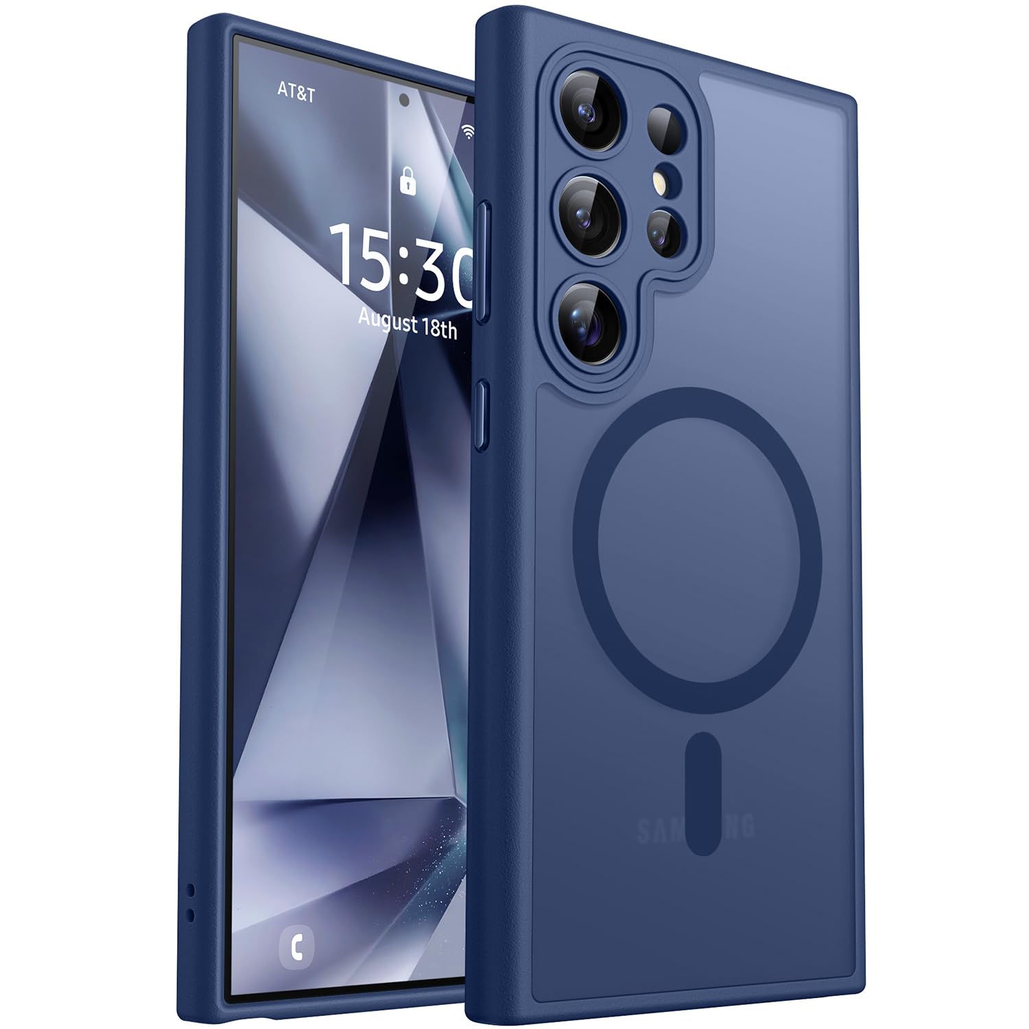 CANSHN Funda diseñada para Samsung Galaxy S24 Ultra (2024), protección completa de la cámara, compatible con MagSafe, funda protectora trasera translúcida mate, color negro