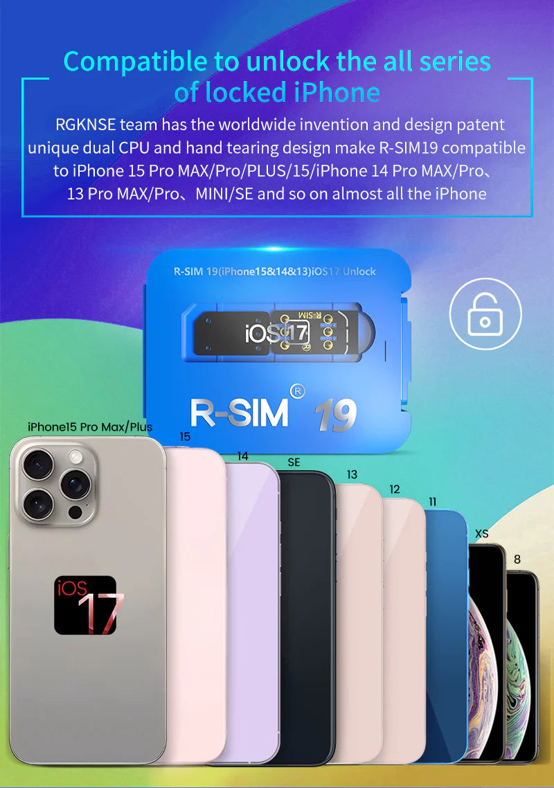 R-SIM19 NEW QPE Stable Unlock SIM Card for Iphone 15 plus 14 13 Pro Max 12 IOS17