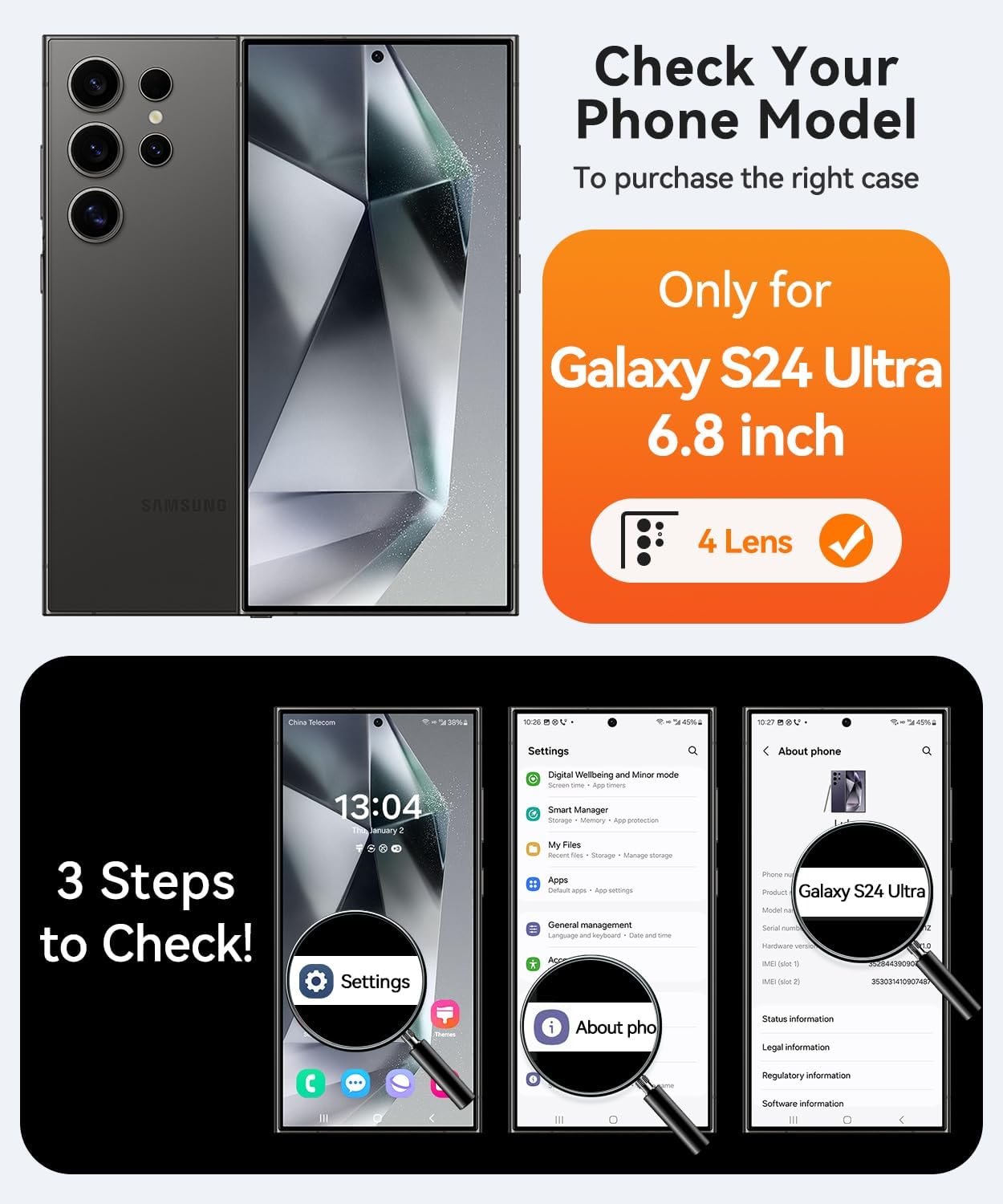 CANSHN Funda diseñada para Samsung Galaxy S24 Ultra (2024), protección completa de la cámara, compatible con MagSafe, funda protectora trasera translúcida mate, color negro