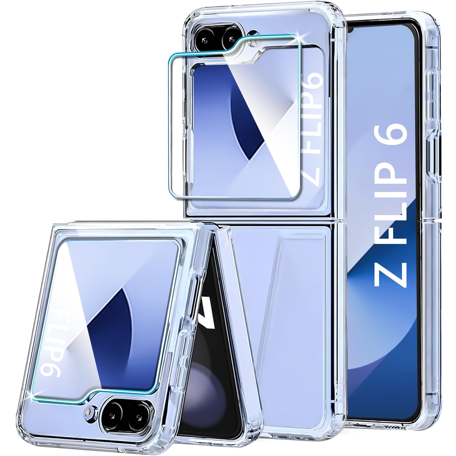 Case for Samsung Galaxy Z Flip 6,Thin Slim Hard PC Galaxy Flip z6 Phone Cover with External Screen Protector, Non-Slip Shockproof Protective Cases for Samsung Z Flip 6 5G,Purple