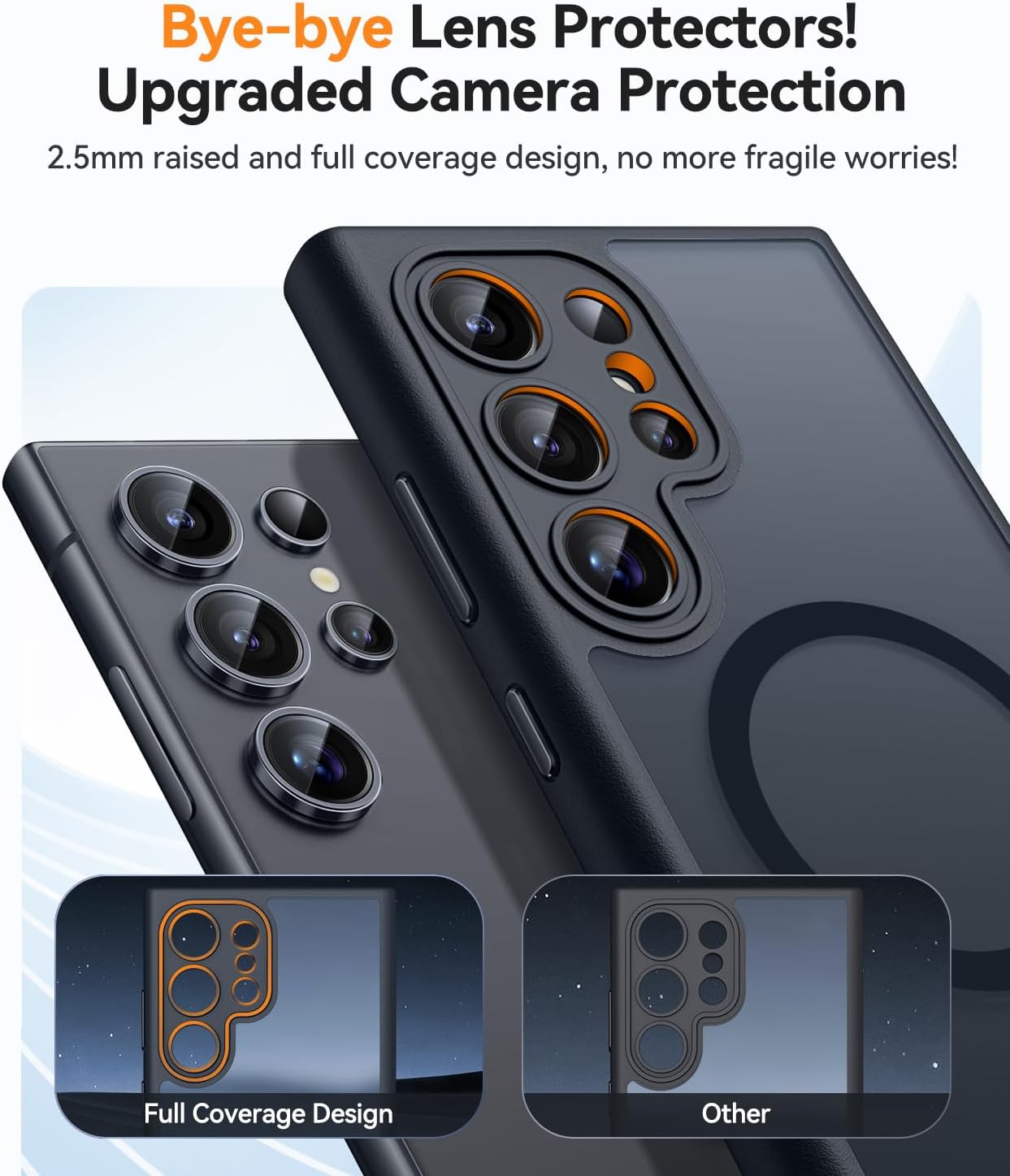 CANSHN Funda diseñada para Samsung Galaxy S24 Ultra (2024), protección completa de la cámara, compatible con MagSafe, funda protectora trasera translúcida mate, color negro