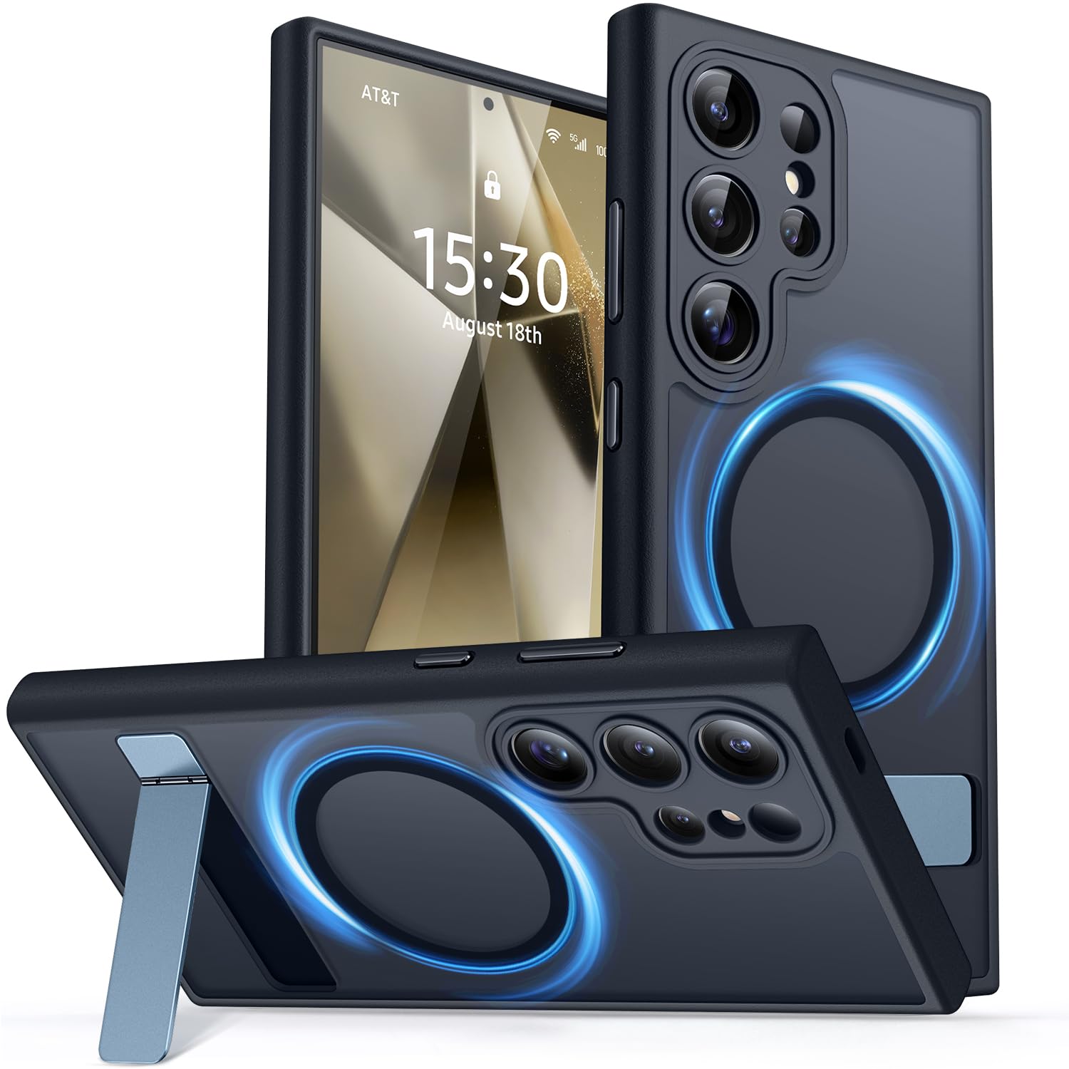 CANSHN Funda diseñada para Samsung Galaxy S24 Ultra (2024), protección completa de la cámara, compatible con MagSafe, funda protectora trasera translúcida mate, color negro