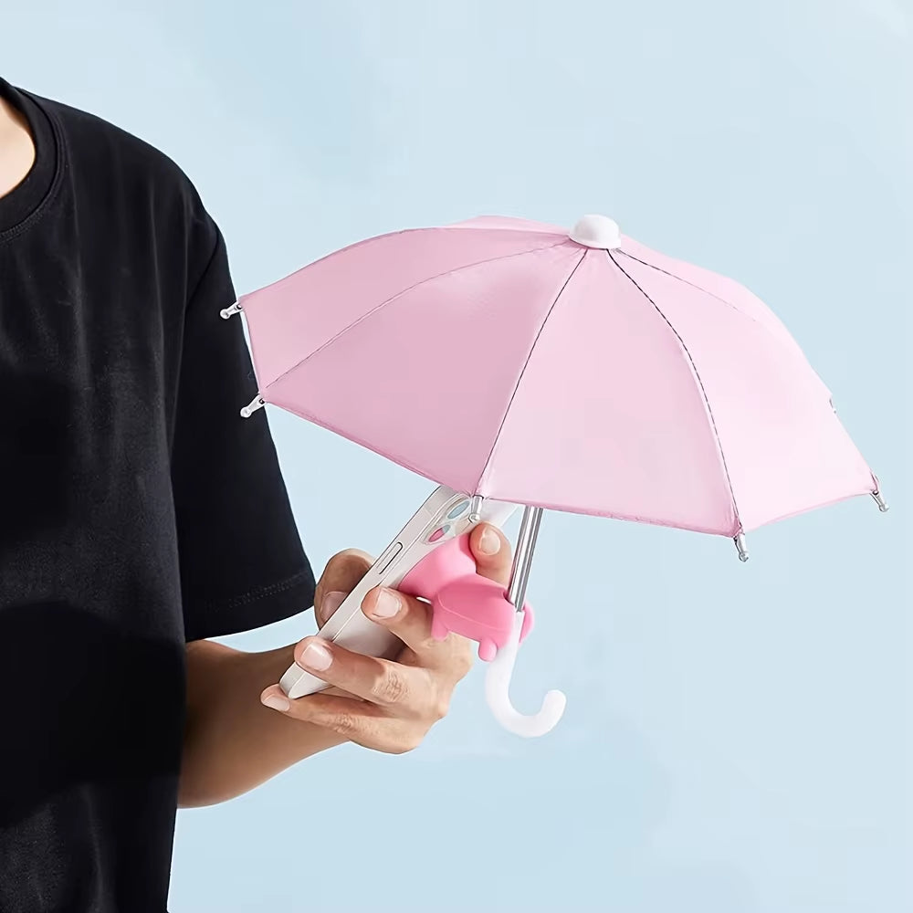Mini Umbrella for Smart Phone with Suction Cup Holder, Outdoor Anti-Glare Sunshade Cover, Anti-Reflective Screen Protector