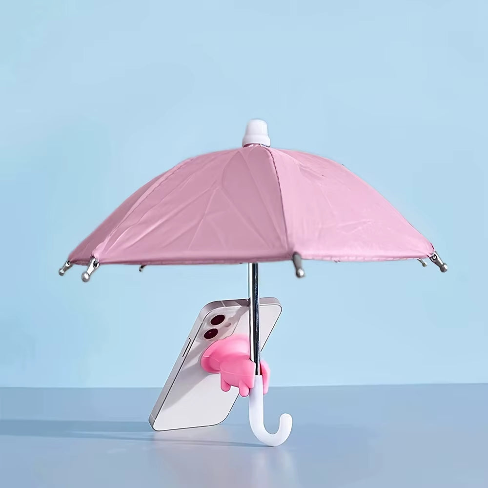 Mini Umbrella for Smart Phone with Suction Cup Holder, Outdoor Anti-Glare Sunshade Cover, Anti-Reflective Screen Protector