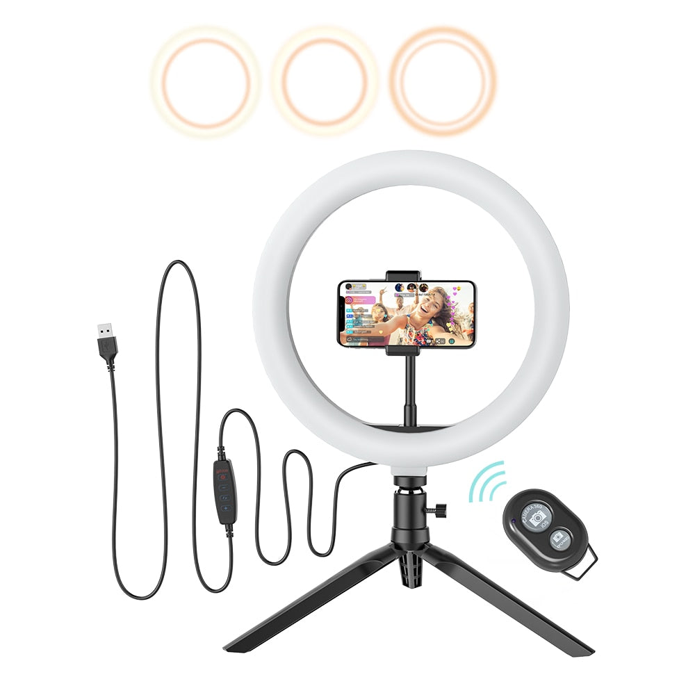 Photo Studio Fill Light Flash LED Phone Holder Selfie Stick bluetooth Remote Live Stream Removable Tripod Stand-0
