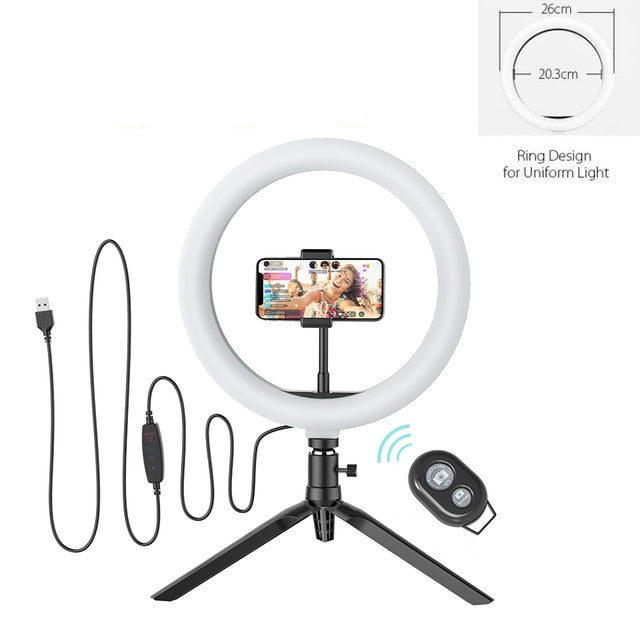 Photo Studio Fill Light Flash LED Phone Holder Selfie Stick bluetooth Remote Live Stream Removable Tripod Stand-5