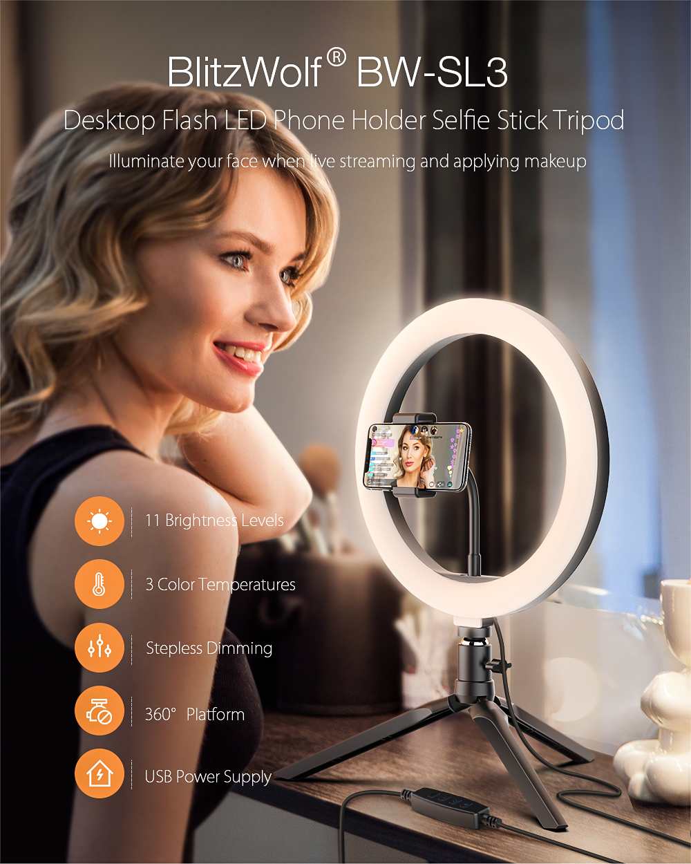 Photo Studio Fill Light Flash LED Phone Holder Selfie Stick bluetooth Remote Live Stream Removable Tripod Stand-1