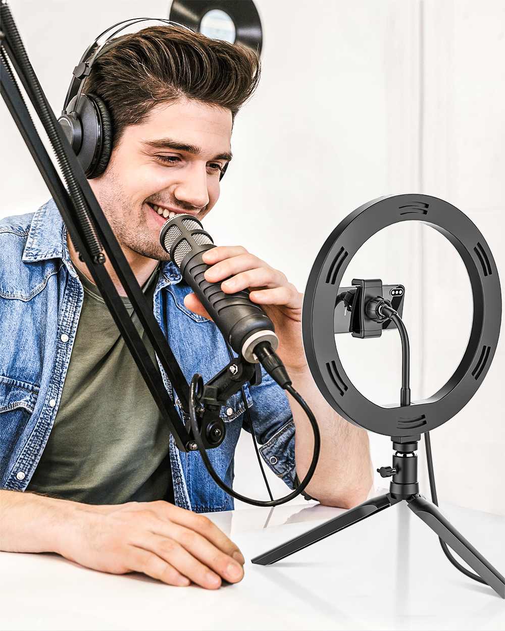 Photo Studio Fill Light Flash LED Phone Holder Selfie Stick bluetooth Remote Live Stream Removable Tripod Stand-3